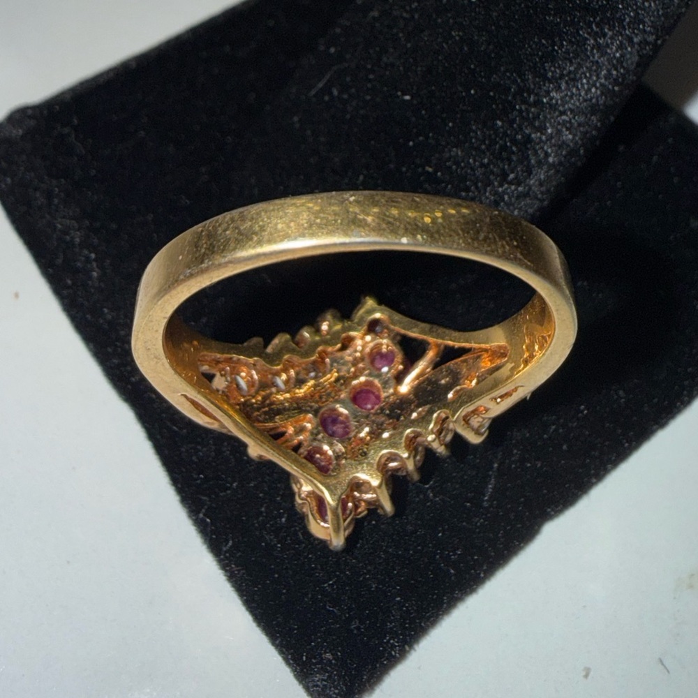 Lab Ruby and diamond ring - Picture 4 of 4